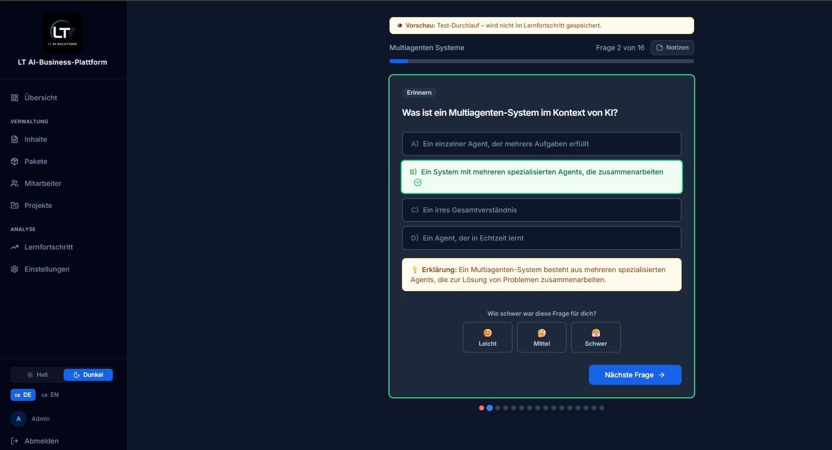 Interaktive Quizze mit Erklärungen